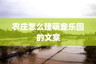 农庄怎么建萌宠乐园的文案