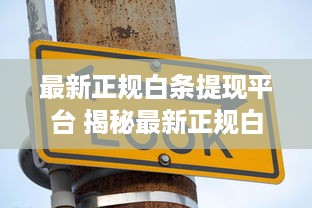 最新正规白条提现平台 揭秘最新正规白条提现平台，安全便捷的金融新选择