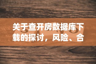 关于查开房数据库下载的探讨，风险、合法性与实际操作