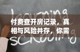 付费查开房记录，真相与风险并存，你需要知道的全攻略