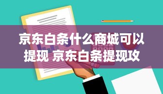 京东白条什么商城可以提现 京东白条提现攻略，揭秘哪些商城可以轻松提现！