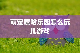 萌宠嘻哈乐园怎么玩儿游戏