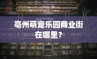 亳州萌宠乐园商业街在哪里？