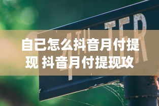自己怎么抖音月付提现 抖音月付提现攻略，轻松操作，让你的收益变现不是梦！