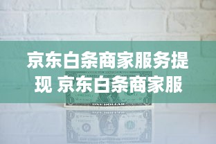 京东白条商家服务提现 京东白条商家服务提现，轻松搞定资金周转！