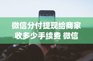 微信分付提现给商家收多少手续费 微信分付提现给商家，手续费是多少？一文带你详细了解！
