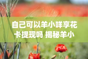 自己可以羊小咩享花卡提现吗 揭秘羊小咩享花卡提现攻略，自己可以操作吗？
